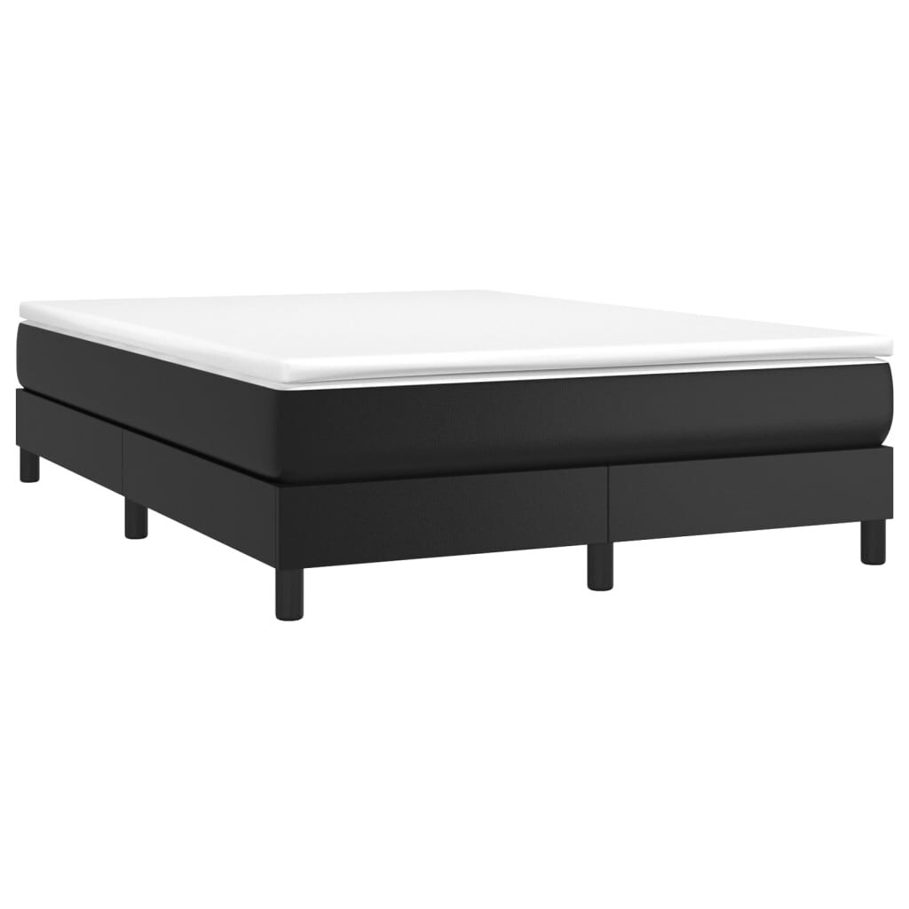 vidaXL Κρεβάτι Boxspring με Στρώμα Μαύρο 140x200εκ.από Συνθετικό Δέρμα