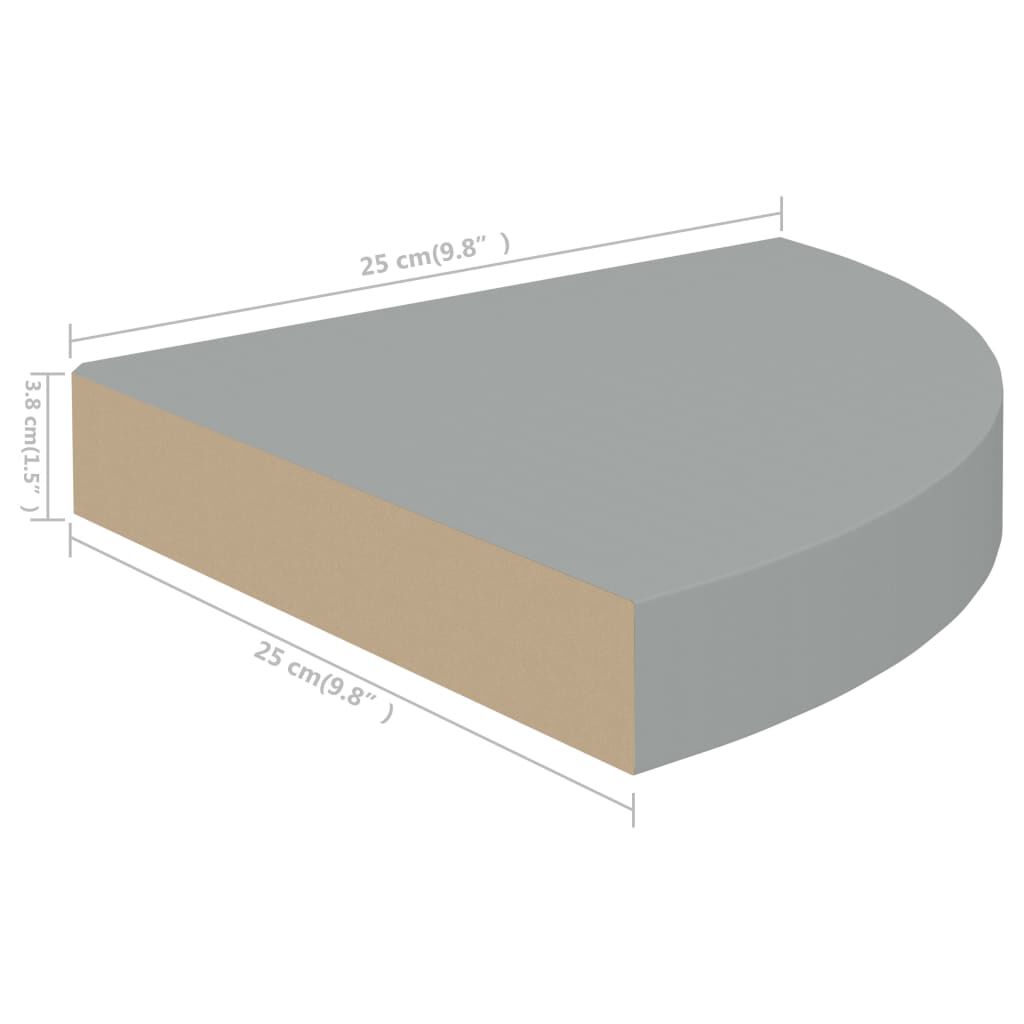 vidaXL Ράφι Τοίχου Γωνιακό Γκρι 25 x 25 x 3,8 εκ. από MDF