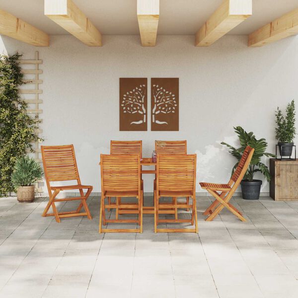 vidaXL Σέτ φαγητού για κήπο 7 pcs Καφέ Μασίφ ξύλο ακακίας
