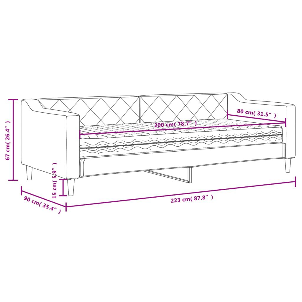vidaXL Καναπές Κρεβάτι με Στρώμα Taupe 80 x 200 εκ. Υφασμάτινο