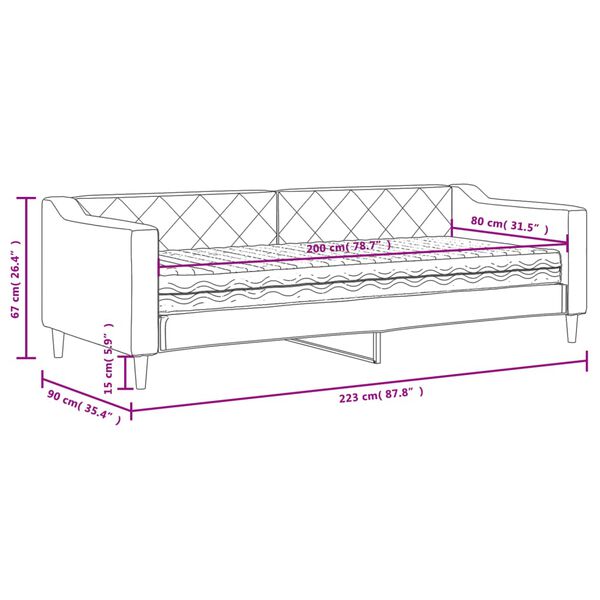 vidaXL Καναπές Κρεβάτι με Στρώμα Taupe 80 x 200 εκ. Υφασμάτινο