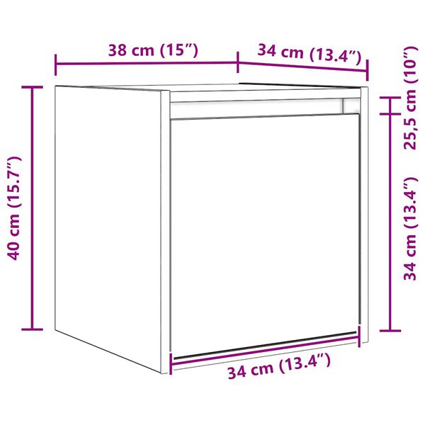 vidaXL Επίτοιχο κομοδίνο μαύρο 38x34x40 cm