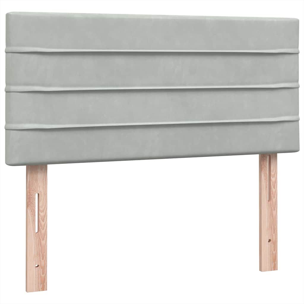 vidaXL Box Spring κρεβάτι με στρώμα ανοιχτό γκρι 90x210 cm Βελούδινο