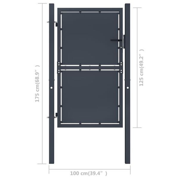 vidaXL Πόρτα Περίφραξης Κήπου Ανθρακί 100 x 125 εκ. Ατσάλινη