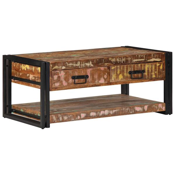 vidaXL Τραπεζάκι σαλονιού πολύχρωμο 90x50x38cm Ξύλο μασίφ αναγεννημένο