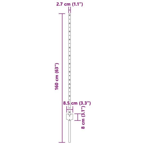 vidaXL Ασημένιοι Πόλοι Φράχτη 44 pcs Πράσινο