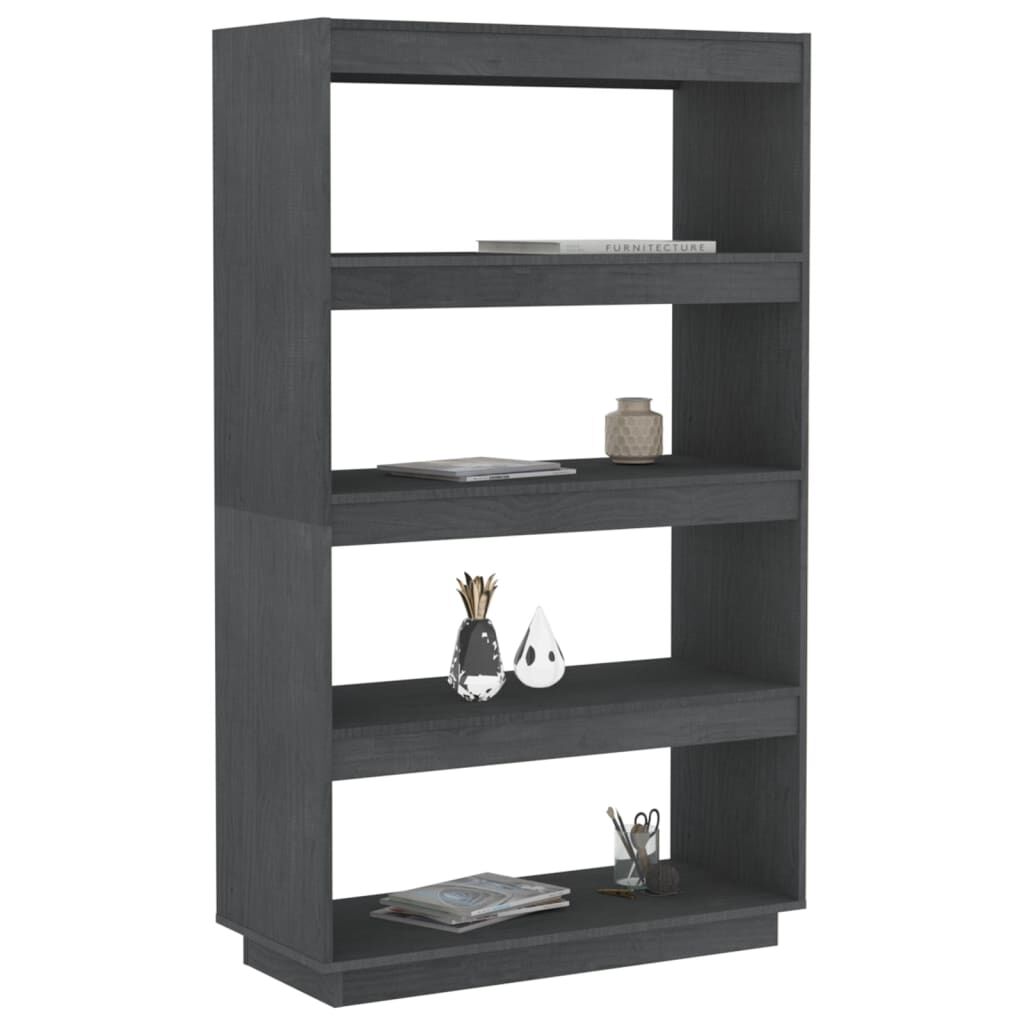 vidaXL Βιβλιοθήκη/Διαχωριστικό Χώρου Γκρι 80x35x135 εκ. Μασίφ Πεύκο