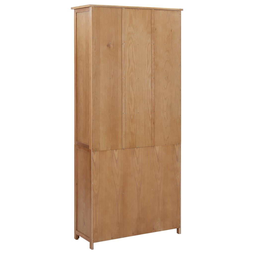 vidaXL Βιβλιοθήκη με 4 Πόρτες 90x35x200 εκ. Μασίφ Ξύλο Δρυός και Γυαλί