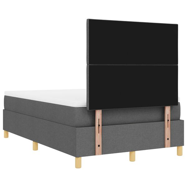 vidaXL Κρεβάτι Box Spring της με στρώμα & LED σκούρο γκρι 120x200 εκ. ύφασμα