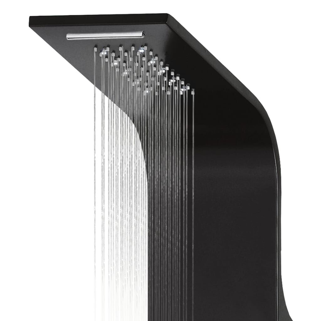 vidaXL Στήλη Ντους Υδρομασάζ Μαύρη 20x44x130 εκ. από Αλουμίνιο