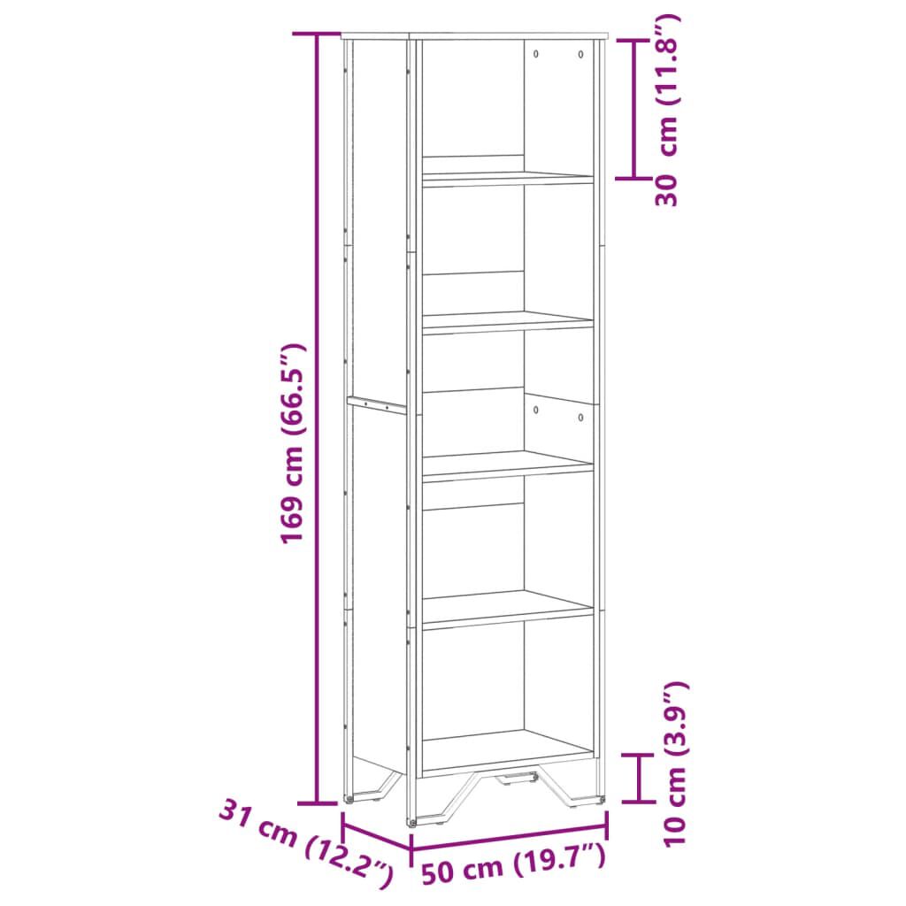 vidaXL Βιβλιοθήκη Καπνιστή Δρυς 50x31x169 εκ. από Επεξεργασμένο Ξύλο