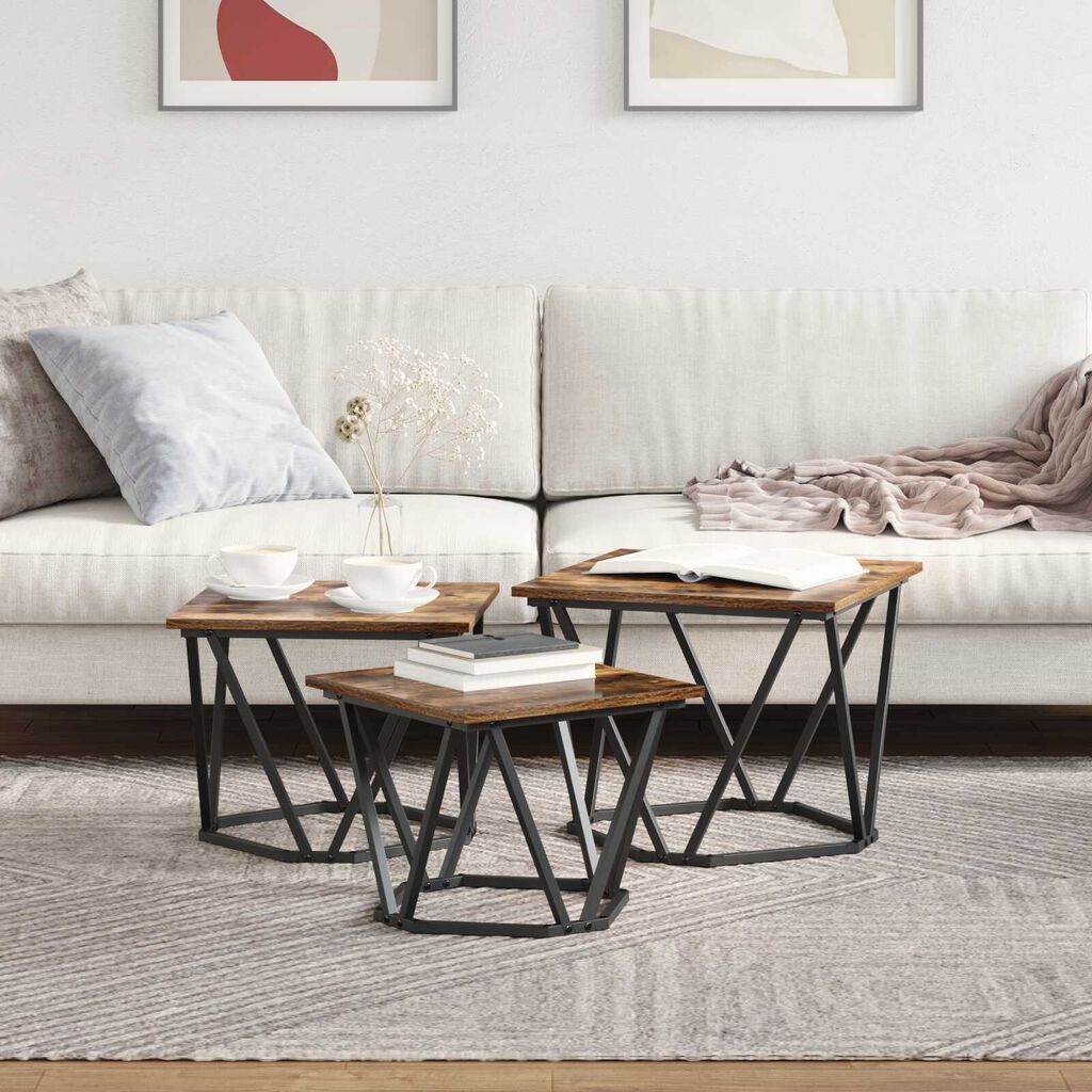 vidaXL Τραπεζάκι σαλονιού 3 pcs Καπνιστή δρυς 50 x 50 x 40 cm