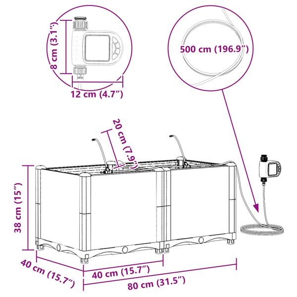 vidaXL Ζαρντινιέρες κήπου Γκρι 80 x 40 x 37.5 cm Ατσάλι