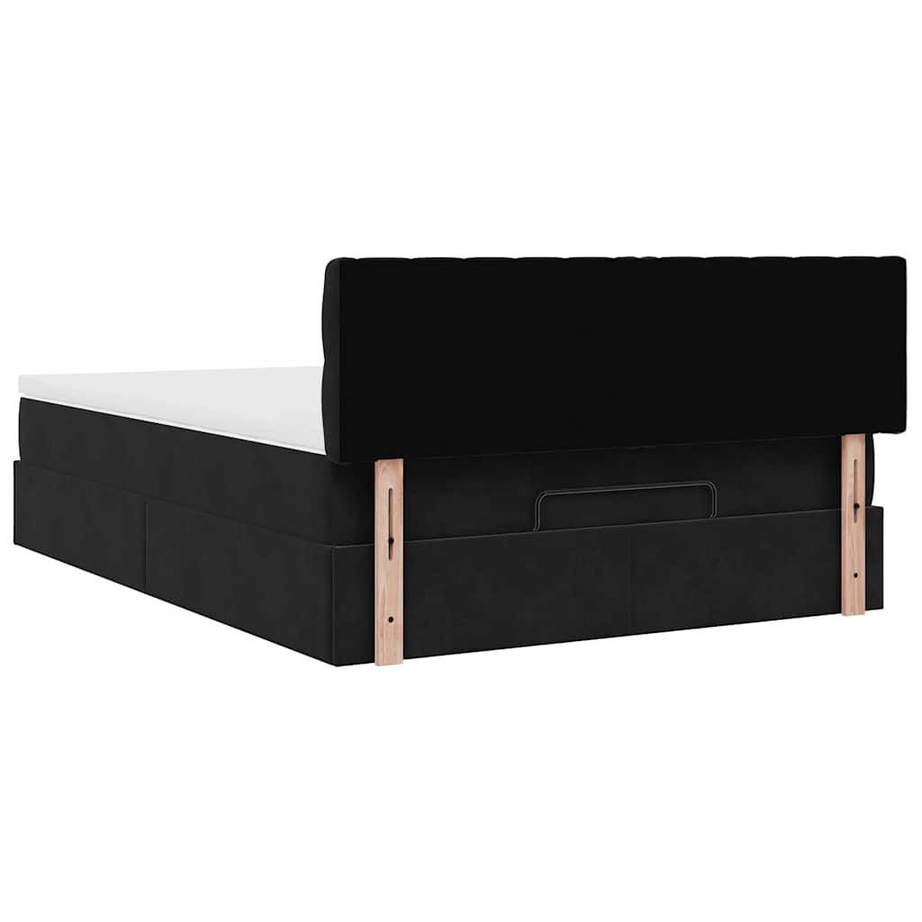 vidaXL Οθωμανικό κρεβάτι με στρώμα & LEDs Μαύρο 140x190cm Velvet