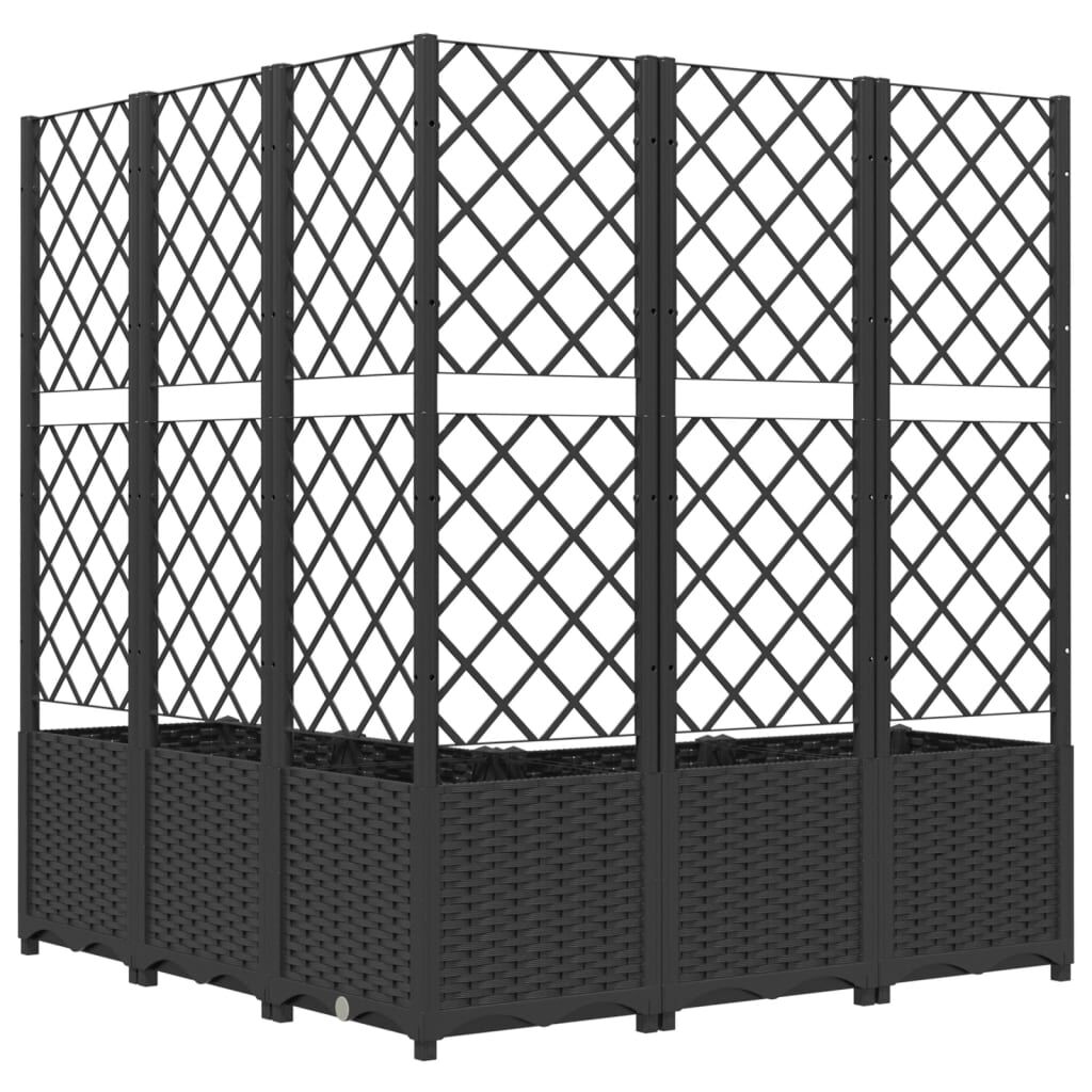 vidaXL Ζαρντινιέρα Κήπου με Καφασωτό Μαύρο 120 x 120 x 136 εκ. από PP
