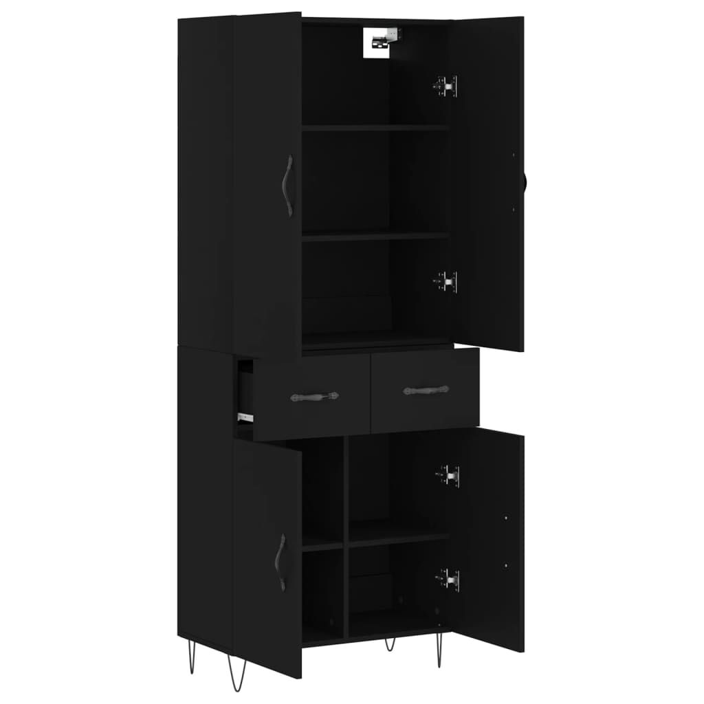 vidaXL Ντουλάπι Μαύρο 69,5x34x180 εκ. από Επεξεργασμένο Ξύλο