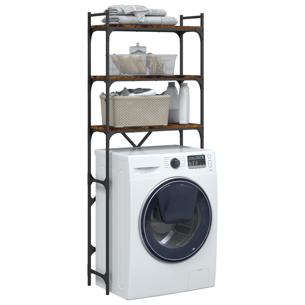 vidaXL Ραφιέρα Πλυντηρίου Καπνιστή Δρυς 67x25x163 εκ. Επεξεργ. Ξύλο