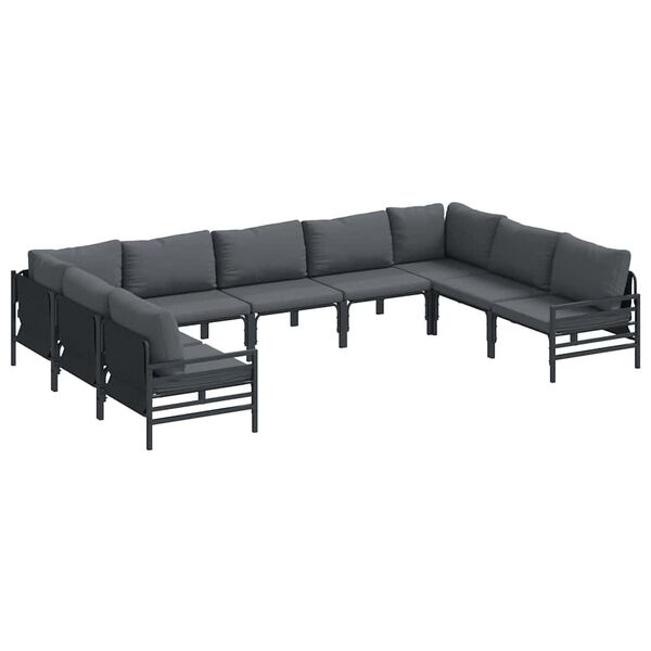 vidaXL Σετ Καναπέ Κήπου 9 pcs Ανθρακί Ατσάλι
