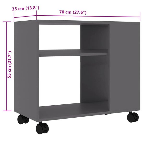 vidaXL Τραπέζι Βοηθητικό Γκρι 70 x 35 x 55 εκ. από Επεξεργασμένο Ξύλο