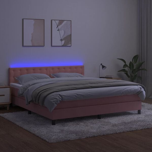 vidaXL &Kappa;&rho;&epsilon;&beta;ά&tau;&iota; Boxspring &mu;&epsilon; &Sigma;&tau;&rho;ώ&mu;&alpha; & LED &Rho;&omicron;&zeta; 180x200 &epsilon;&kappa;. &Beta;&epsilon;&lambda;&omicron;ύ&delta;&iota;&nu;&omicron;