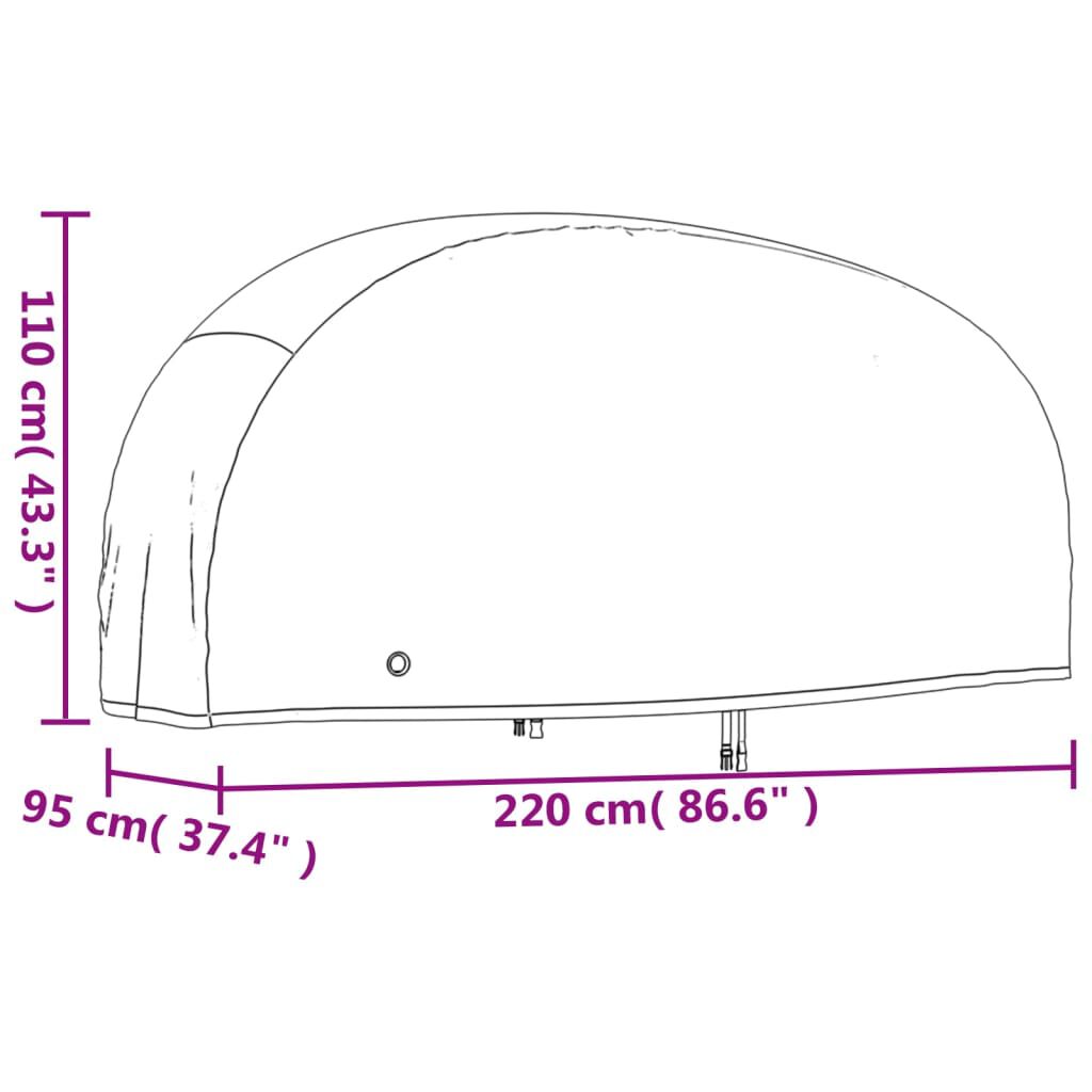 vidaXL Κουκούλα Μηχανής Μαύρη 220x95x110 εκ. Ύφασμα Oxford 210D