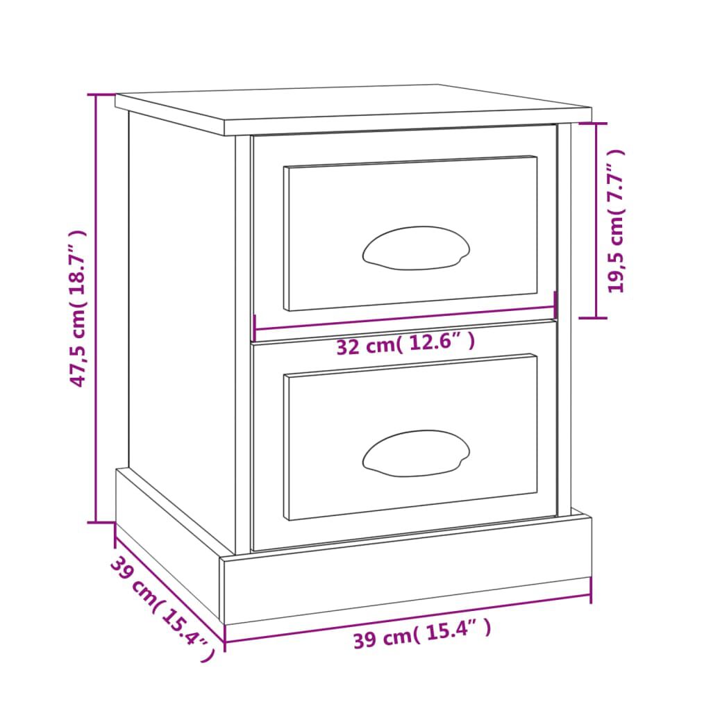 vidaXL Κομοδίνο Λευκό 39 x 39 x 47,5 εκ. από Επεξεργασμένο Ξύλο