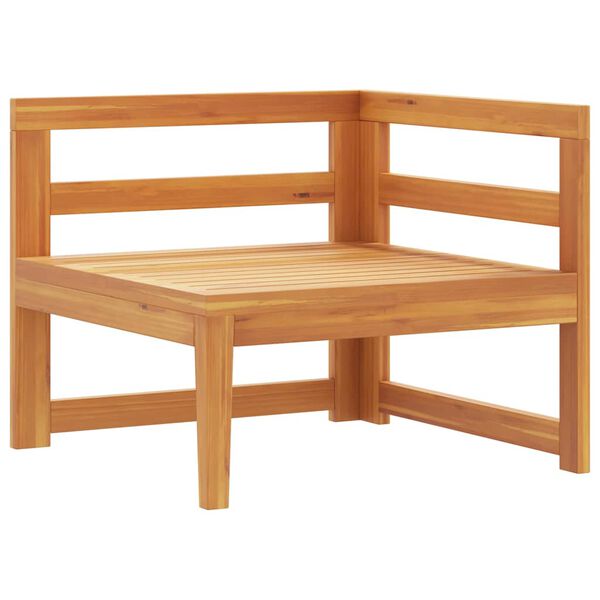 vidaXL Καναπές Γωνιακός από Μασίφ Ξύλο Ακακίας με Λευκά Κρεμ Μαξιλάρια