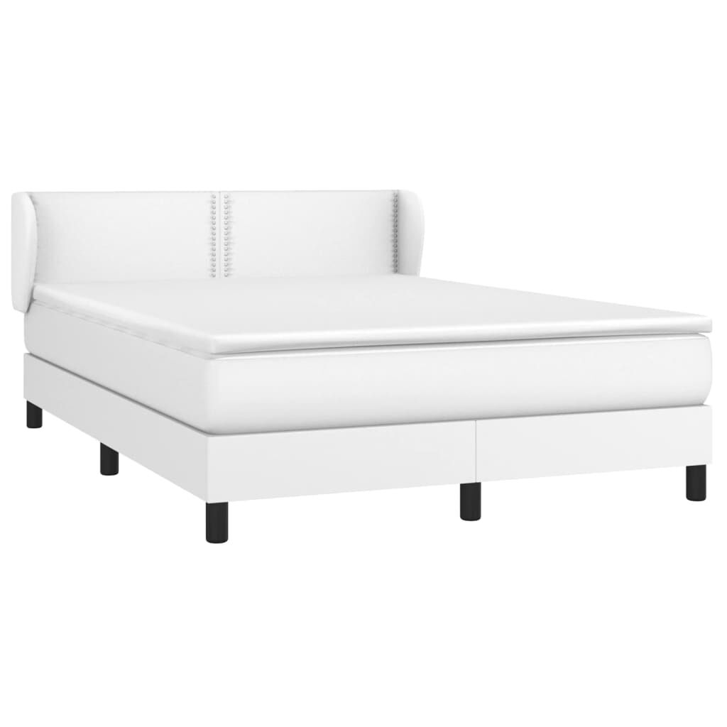 vidaXL Κρεβάτι Boxspring με Στρώμα Λευκό 140x190εκ.από Συνθετικό Δέρμα