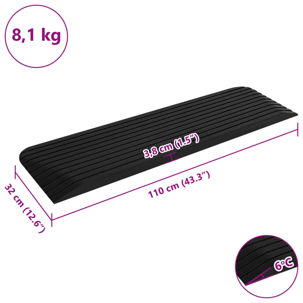 vidaXL Ράμπες Πεζοδρομίου / Πόρτας 2 τεμ. 110x32x3,8 εκ. από Καουτσούκ