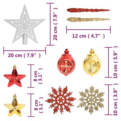 vidaXL Σετ Μπάλες Χριστουγεννιάτικες 108 τεμ. Χρυσές και Κόκκινες