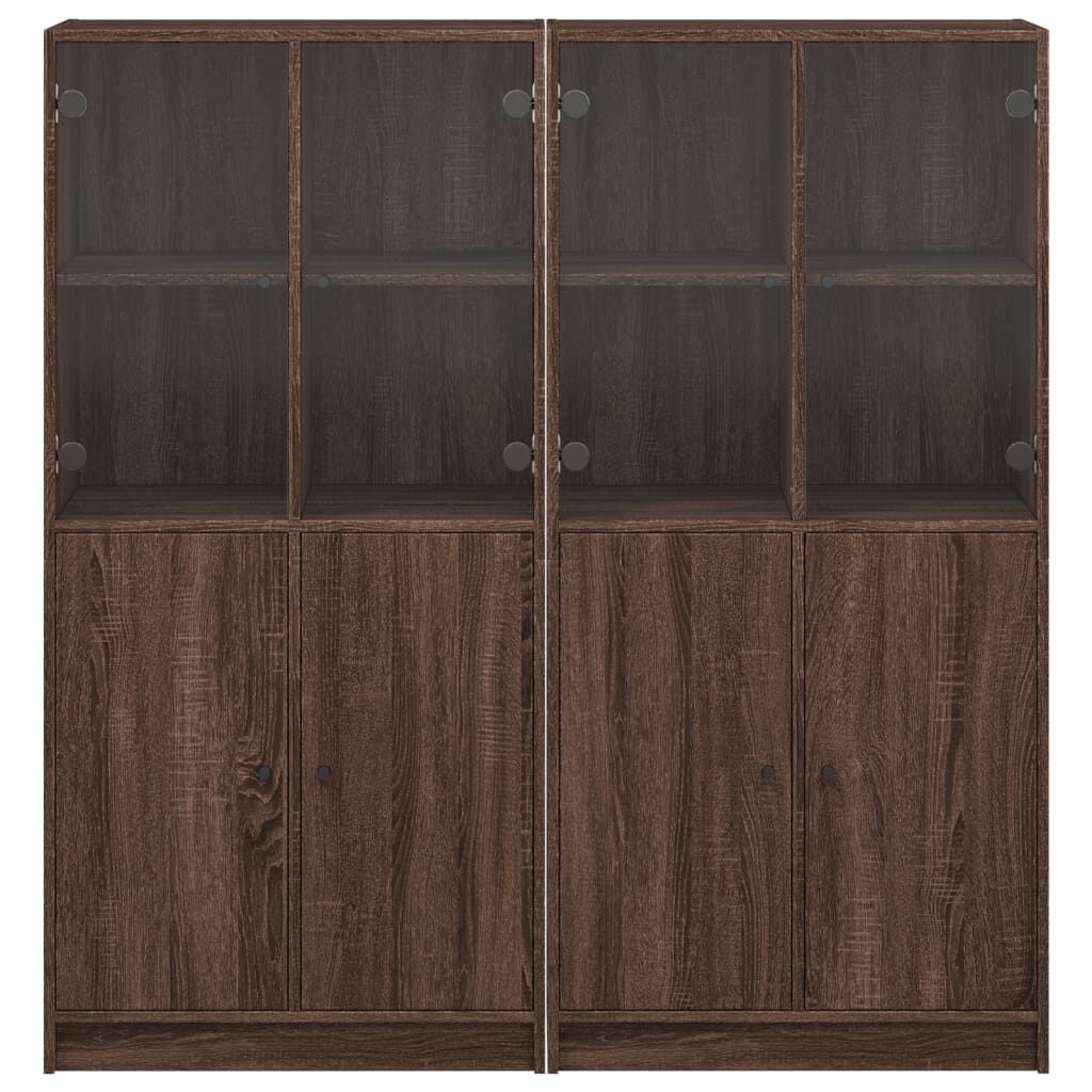 vidaXL Βιβλιοθήκη με Πόρτες Καφέ Δρυς 136x37x142 εκ. Επεξ. Ξύλο