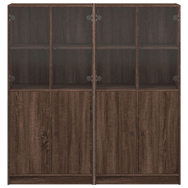 vidaXL Βιβλιοθήκη με Πόρτες Καφέ Δρυς 136x37x142 εκ. Επεξ. Ξύλο