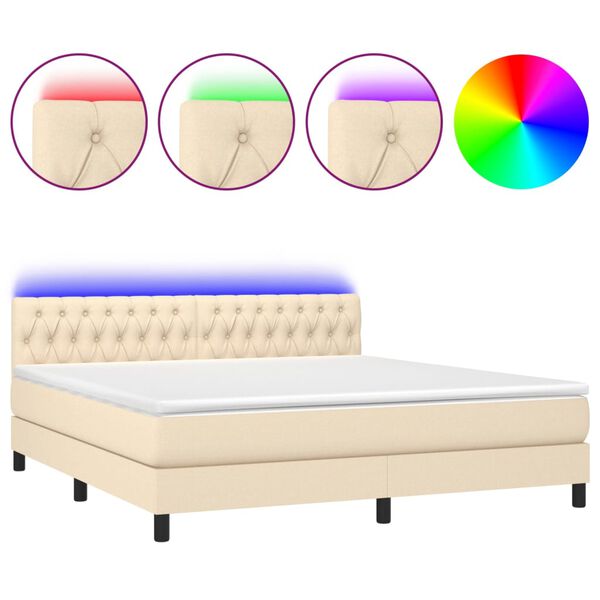 vidaXL &Kappa;&rho;&epsilon;&beta;ά&tau;&iota; Boxspring &mu;&epsilon; &Sigma;&tau;&rho;ώ&mu;&alpha; & LED &Kappa;&rho;&epsilon;&mu; 180x200 &epsilon;&kappa;. &Upsilon;&phi;&alpha;&sigma;&mu;ά&tau;&iota;&nu;&omicron;