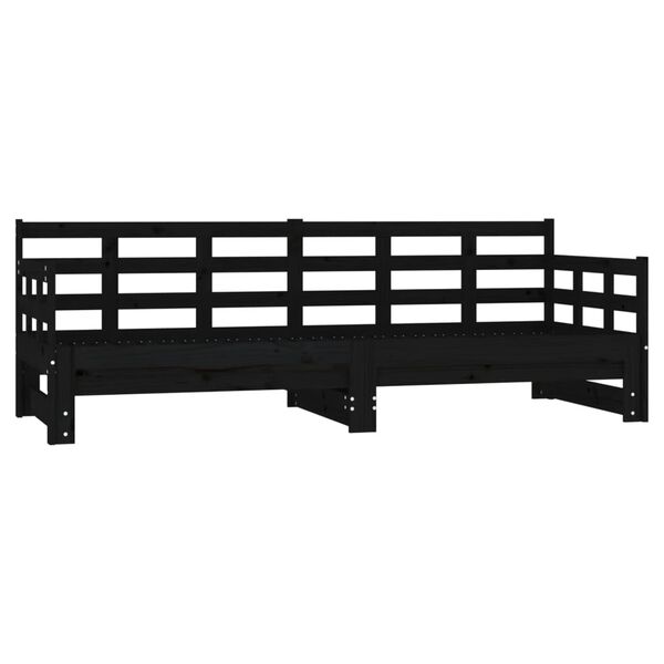 vidaXL Καναπές Κρεβάτι Συρόμενος Μαύρος 2x(90x190) εκ. Μασίφ Πεύκο