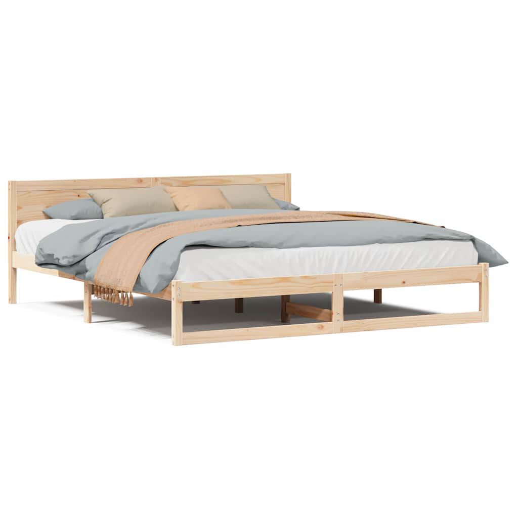 vidaXL Σκελετός Κρεβατιού Καφέ 180 x 200 cm Μασίφ ξύλο πεύκου