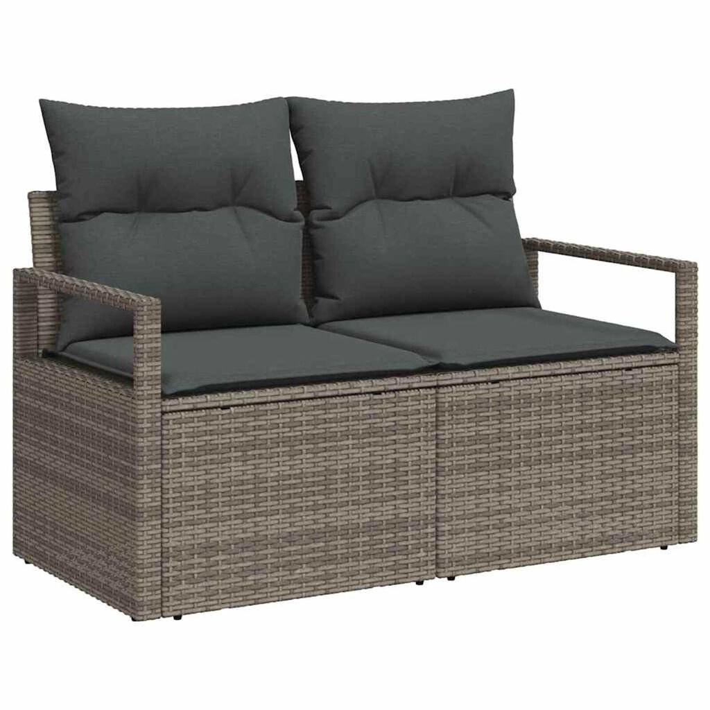 vidaXL Καναπές Κήπου με μαξιλάρι Γκρι 120 x 62 x 69εκ συνθετικό ρατάν