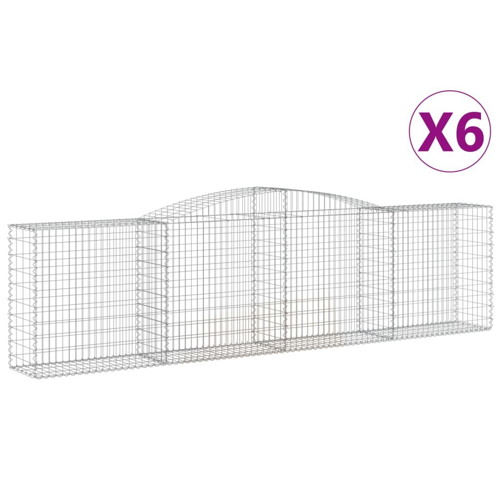 vidaXL Συρματοκιβώτια Τοξωτά 6 τεμ. 400x50x100/120 εκ. Γαλβαν. Ατσάλι