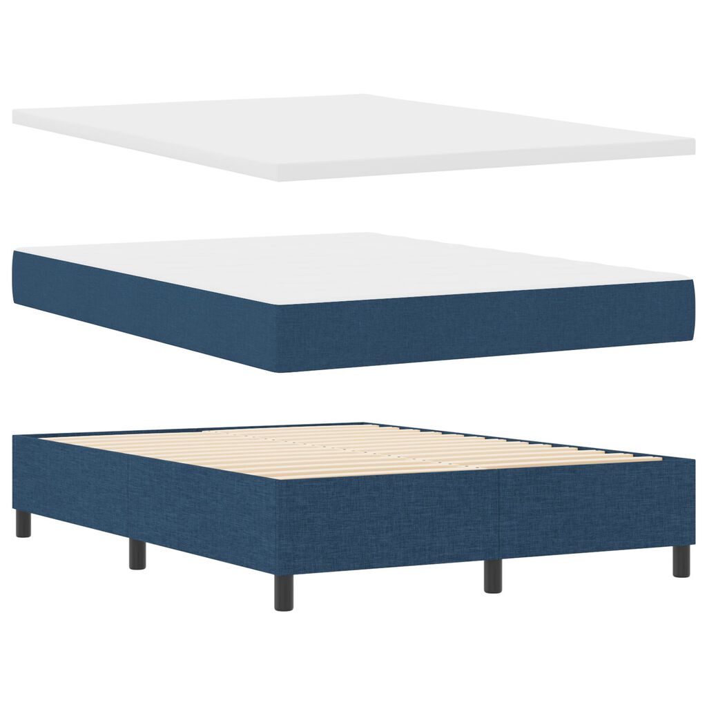 vidaXL Κρεβάτι Box Spring με Στρώμα & LED Μπλε 140x200 εκ Υφάσμα