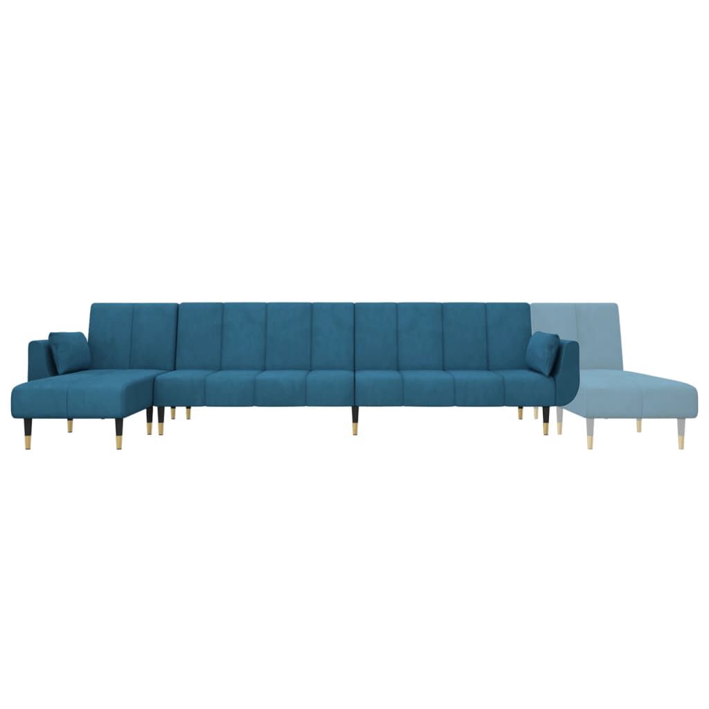 vidaXL Καναπές Κρεβάτι Γωνιακός Μπλε 275 x 140 x 70 εκ. Βελούδινος