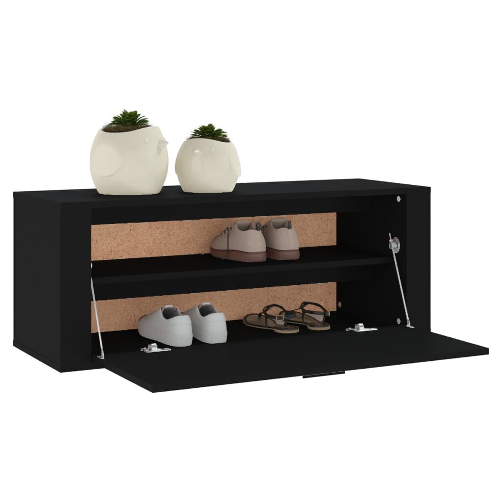 vidaXL Παπουτσοθήκη Επιτοίχια Μαύρη 100x35x38εκ από Επεξεργασμένο Ξύλο