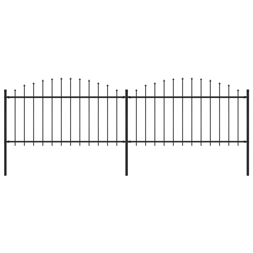 vidaXL Κάγκελα Περίφραξης με Λόγχες Μαύρα (1,25-1,5) x 3,4 μ. Ατσάλινα