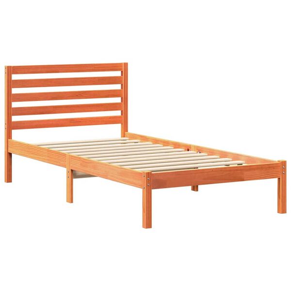 vidaXL Σκελετός Κρεβατιού Καφέ κεριού 90 x 190 cm Μασίφ ξύλο πεύκου