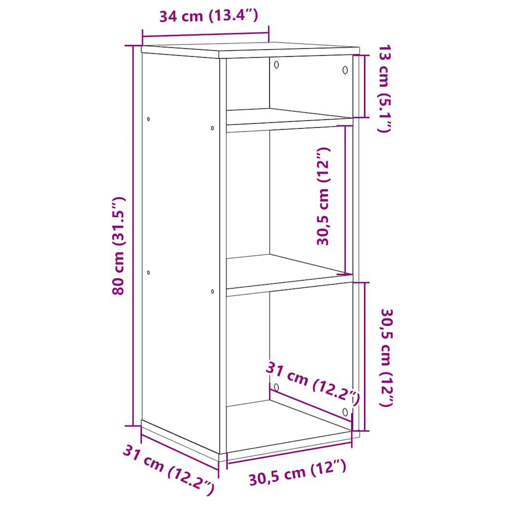 vidaXL Βιβλιοθήκη Artisan Δρυς 34x31x80 εκ. Επεξεργασμένο Ξύλο