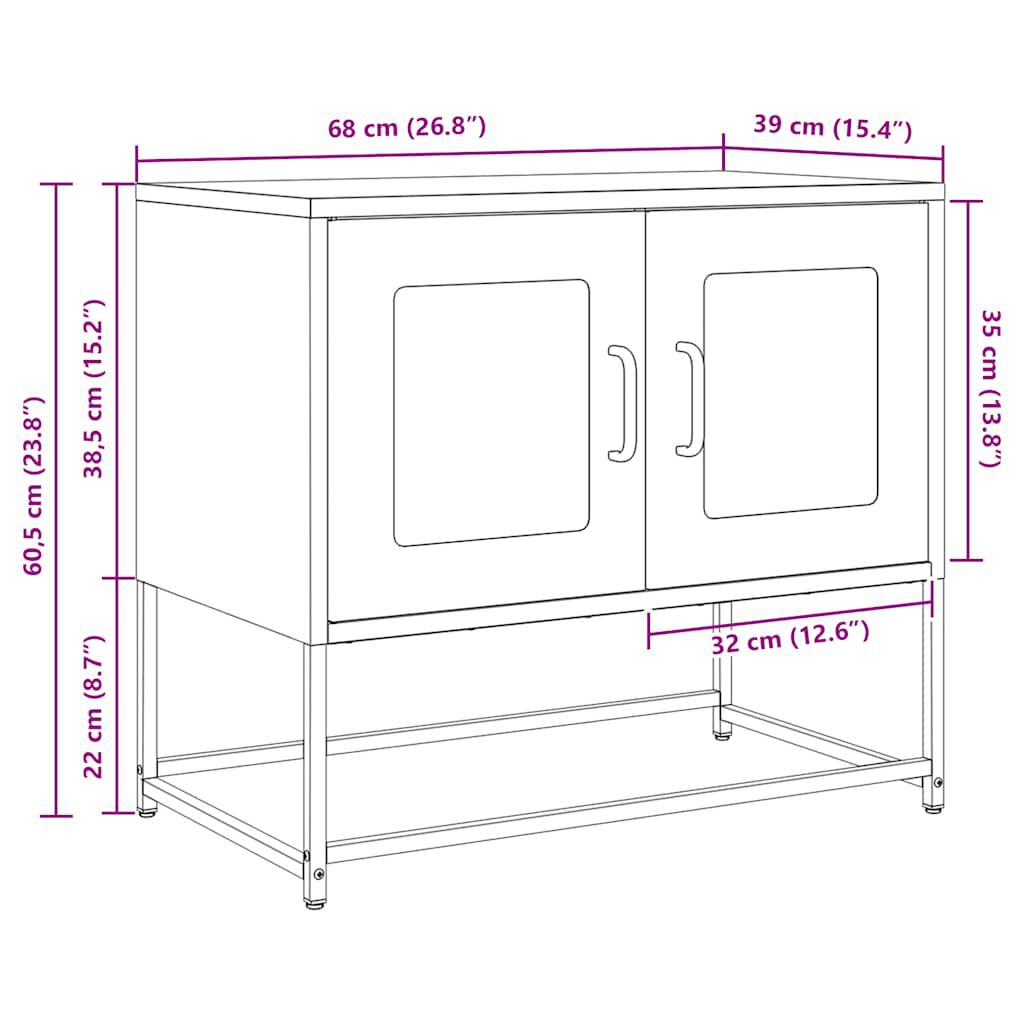ντουλάπι τηλεόρασης vidaXL Μαύρο 68x39x60,5cm από χάλυβα ψυχρής έλασης
