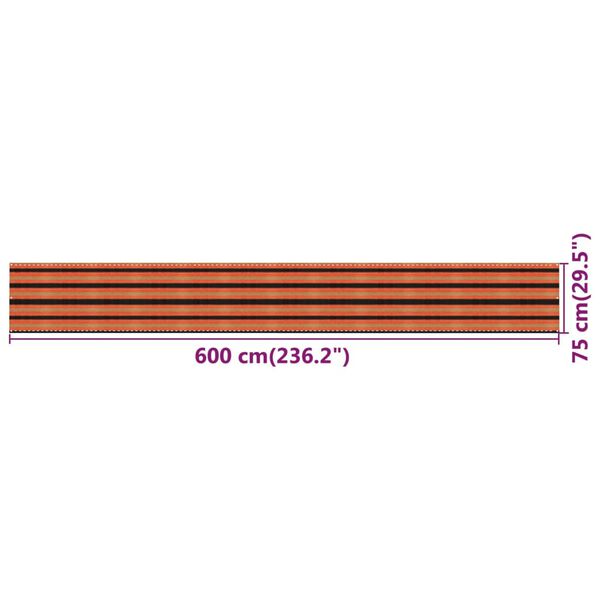 vidaXL Διαχωριστικό Βεράντας Πολύχρωμο 75 x 600 εκ. από HDPE
