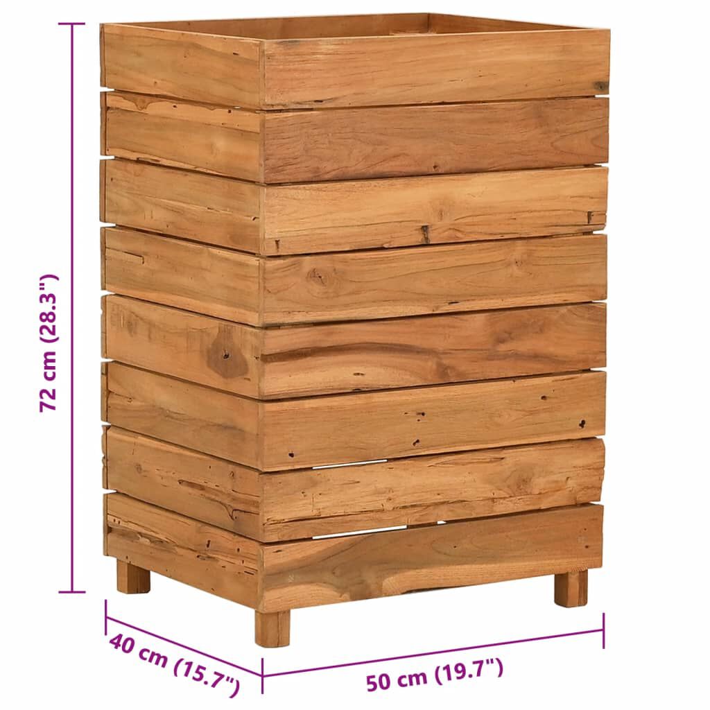 vidaXL Ζαρντινιέρα Υπερυψωμένη 50x40x72 εκ. Ανακυκλ. Ξύλο Teak/Ατσάλι