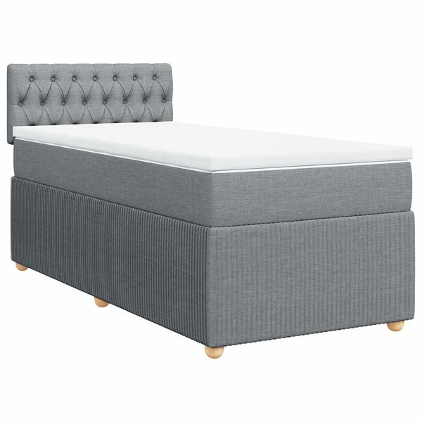 vidaXL Κρεβάτι Boxspring με Στρώμα Ανοιχτό Γκρι 100x200 εκ. Υφασμάτινο