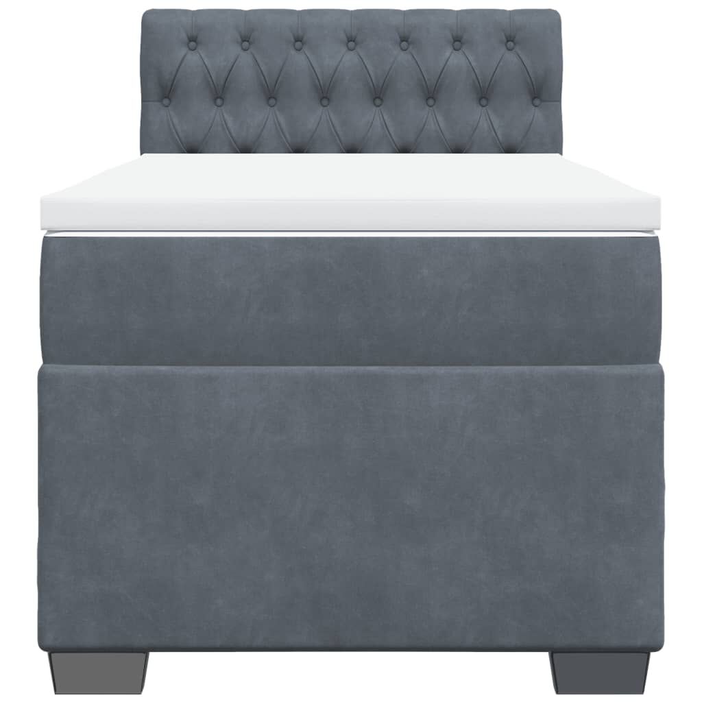 vidaXL Κρεβάτι Boxspring με Στρώμα Σκούρο Γκρι 80x200 εκ. Βελούδινο
