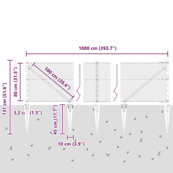 vidaXL Φράκτης Εξαγώνου Πράσινος 0.8x10 μ Χάλυβας