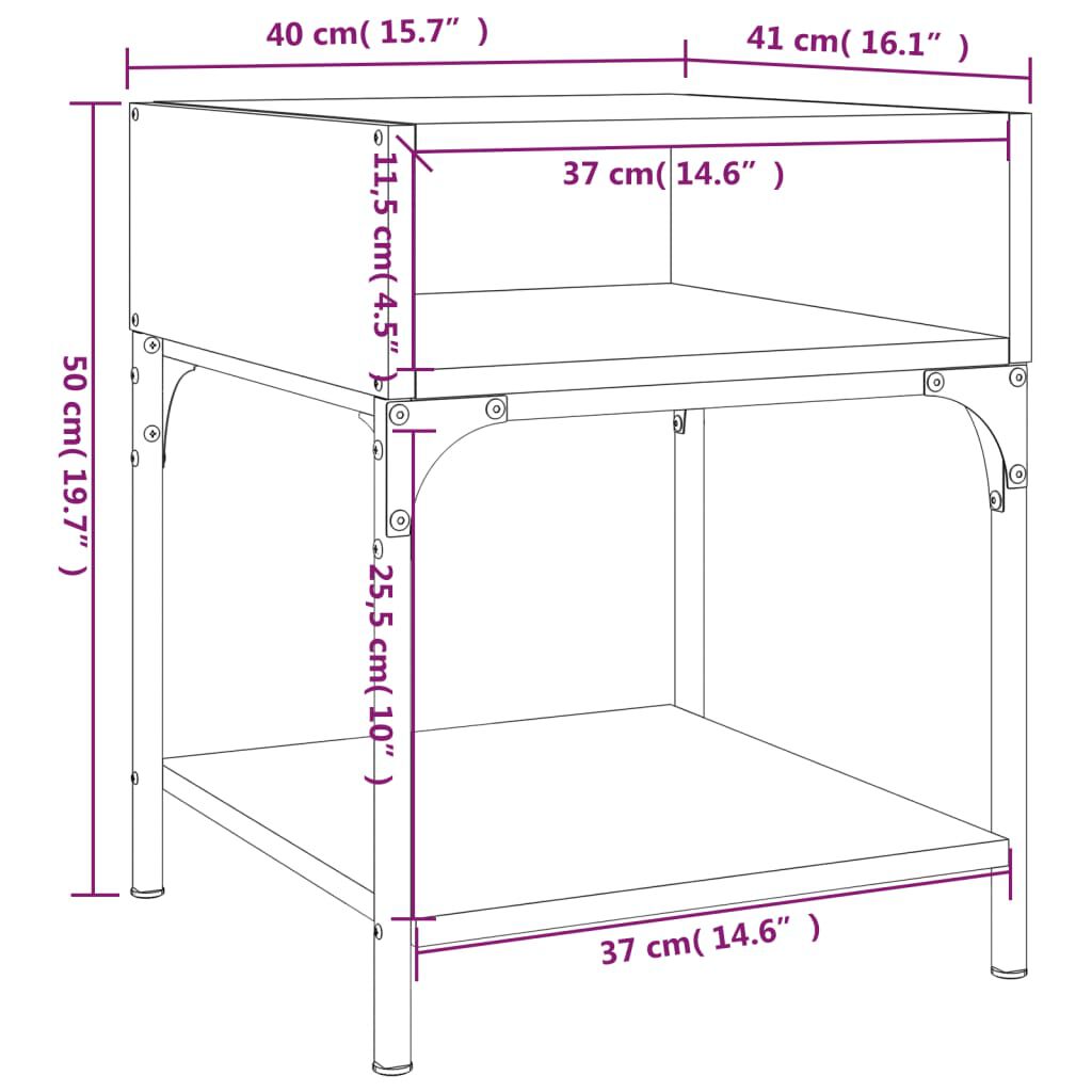 vidaXL Κομοδίνο Γκρι Sonoma 40x41x50 εκ. από Επεξεργασμένο Ξύλο